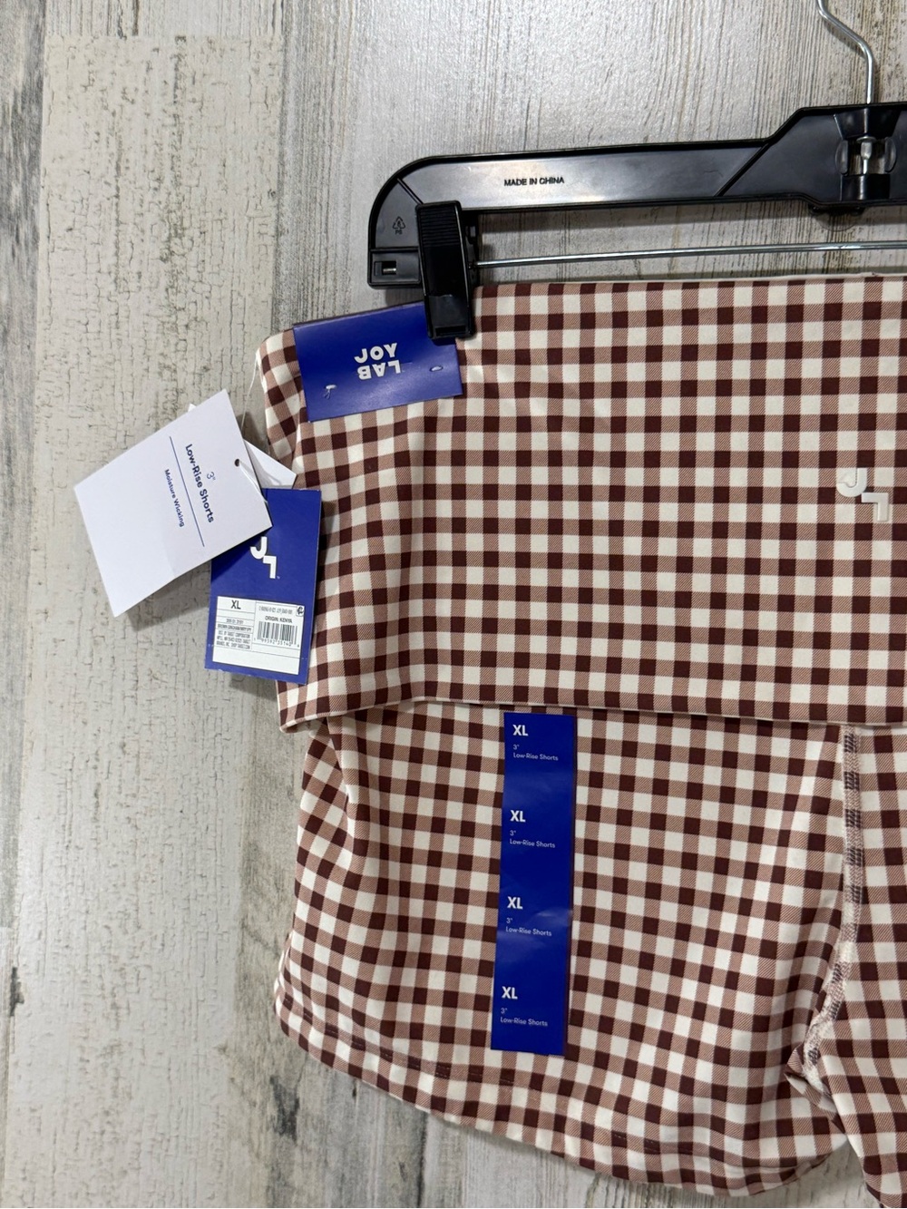 JoyLab Brown and White Gingham Low Rise Fold over Waist Shorts - Picture 9 of 9